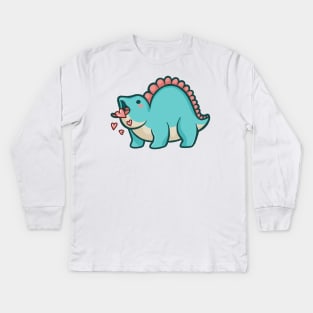 Cute Chubby Stegosaurus, Love, Dinosaur Kids Long Sleeve T-Shirt